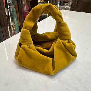 The Row ascot yellow velvet mini bag